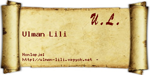 Ulman Lili névjegykártya